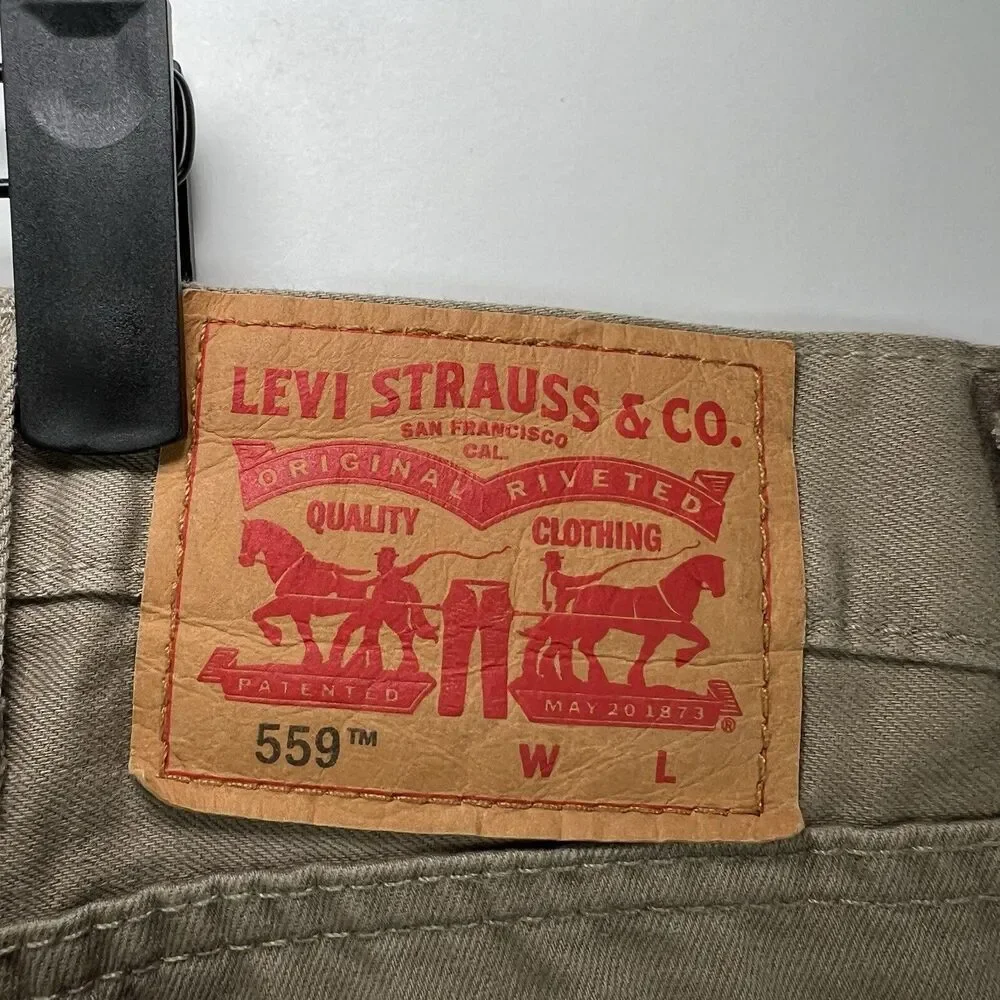 Levi's 559 Relaxed Fit Straight Leg Jeans Mens Size 42x34 Beige Tan White Tab
